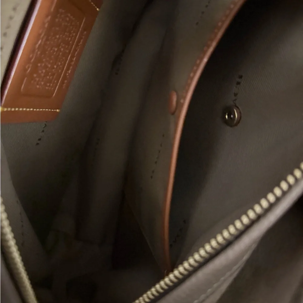 Coach Brown Leather Shoulder Bag with Gold Hardware